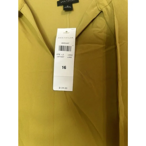 Ann Taylor Beautiful Gold Ruffle Long Sleeve Long Shirtdress SZ 16 *read* - Picture 6 of 11